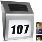 Num�ro de maison solaire, plaque d'immatriculation de maison en acier inoxydable de rue ext�rieure �tanche ...