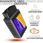 Obd2 wifi + support francais 7 / 7j - lit et efface les codes erreurs tous v�hicules - wifi android iphone ...