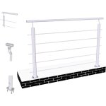 Océan garde - corps aluminium argenté 150cm - rampe d'escalier 150cm - fixation à plat (5 traverses + ... Océan garde - corps aluminium argenté 150cm - rampe d'escalier 150cm - fixation à plat (5 traverses + ...