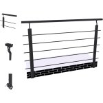 Ocan garde - corps aluminium noir 150cm - rampe d'escalier 150cm - fixation latrale (5 traverses + ...