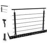 Ocan garde - corps aluminium noir 150cm - rampe d'escalier 150cm - fixation  plat (5 traverses + 1 ...