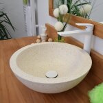 Vasque ronde  poser en terrazzo crme, rondo