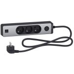Odace - rallonge multiprises 3 prises 2p + t - anthracite / aluminium - 2usb - 1, 5m (st933u1ba)
