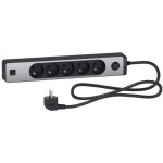 Odace - rallonge multiprises 5 prises 2p + t - anthracite / aluminium - 2usb - 1, 5m (st935u1ba)
