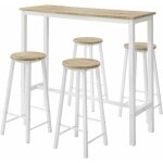 Set de table + 4 tabourets ensemble table de bar bistrot + 4 tabourets de bar avec repose - pieds table ...