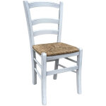 Chaise en bois venezia antique blanche avec assise en paille des marais Chaise en bois venezia antique blanche avec assise en paille des marais