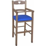 Okaffarefatto - chaise haute en bois de noyer clair avec assise rembourr�e en simili cuir bleu