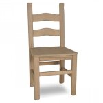 Chaise rustique en bois massif avec assise en bois brut à peindre Chaise rustique en bois massif avec assise en bois brut à peindre