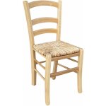 Chaise venezia en bois massif avec assise en paille de riz de couleur naturelle Chaise venezia en bois massif avec assise en paille de riz de couleur naturelle