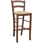 Okaffarefatto - tabouret venezia en bois noyer fonc� h 73 avec assise en paille