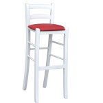 Okaffarefatto - tabouret en bois laqué blanc avec assise rouge h 80 cm Okaffarefatto - tabouret en bois laqué blanc avec assise rouge h 80 cm