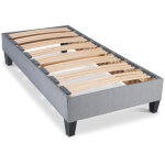 Olympe - literie sommier � lattes en bois ergostar 90x190 cm coloris gris clair livr� en kit