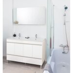 Onde - meuble salle de bain blanc  poser 120cm portes + tiroirs livr mont - lancelo