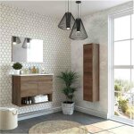 Ondee - meuble sous - vasque suspendu, avec deux portes battantes et une tagre et un miroir, coloris ...