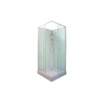 Ondee - zen - cabine de douche minea - avec silicone - profils aluminium - en kit - fond vert - 80x80cm ...
