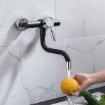 Robinet de cuisine mural noir, mitigeur evier pivotant  360, mitigeur encastr monocommande en acier ...