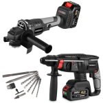 Onevan - perforateur - burineur sans fil 26mm avec 10 accessoires + meuleuse d'angle  3 vitesses brushless ...