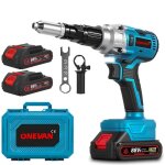 Onevan riveteuse lectroportative?brushless riveteuse lectrique 20000n avec deux batteries, pour rivets ...