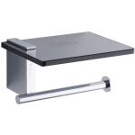 Optima cube way porte papier toilette chrome avec tablette en verre tremp noir (holderoptima)