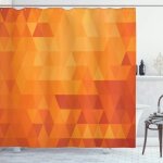 Orange rideau de douche, formes et motifs, tissu ensemble de d�cor de salle de bain avec crochets, 180 ...