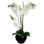 Orchide artificielle vase cramique noir h53cm - atmosphera crateur d'intrieur