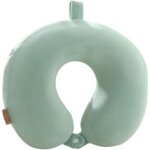 Oreiller cervical coton m�moire rebond lent forme u broderie, sieste voiture / bureau, couleur unie vert, ...