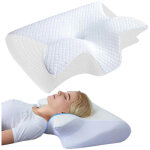 Oreiller cervical ergonomique en forme de papillon � corne, mousse � m�moire de forme lente, pour le ...