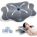 Oreiller ergonomique cervical, 2 en 1 oreiller memoire forme pour la nuque, pour dormir sur le c�t�, ...
