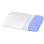 Oreiller gel m�moire forme queen, housse bambou, soulage cou, sommeil rafra�chissant