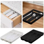 Organisateur de couverts - cuisine - bo�te de rangement - pp durable - 4 compartiments - exempt de bpa ...