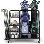Costway - organisateur d'�quipement sportif avec roues amovibles, support de rangement pour 2 sacs de ...