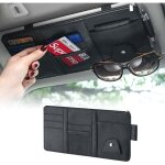 Organisateur de pare - soleil de voiture, pochette de rangement zipp�e en cuir pour pare - soleil, porte ...