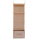Organisateur de placard suspendu, support de rangement pour vtements, 4 tagres avec tiroir (beige) ...
