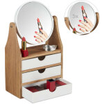Organiseur Élèvement de maquillage, 3 tiroir, pour coiffeuse, miroir grossissant, 34x19x10, 5 cm, naturel ... Organiseur Élèvement de maquillage, 3 tiroir, pour coiffeuse, miroir grossissant, 34x19x10, 5 cm, naturel ...