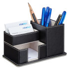 Relaxdays organiseur fournitures bureau similicuir tiroir, porte - stylo cartes visite 4 compartiments, ...