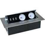 Orno bloc escamotable argent� avec prises et usb