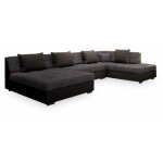 Otia - canap d'angle panoramique et convertible xxl en u - en simili et tissu - angle droit gris