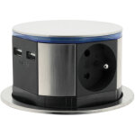 Otio - bloc multiprise encastrable 3 prises 16a 2p + t et 2 usb - silver