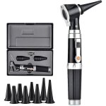 Otoscope 3x avec led ? 8 capuchons de diff�rents diam�tres ? �tui de rangement rigide ? pour examens ...