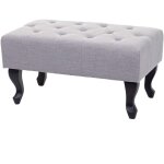 Hhg - ottomane chesterfield, tabouret, repose - pieds, tissu hydrofuge 39x77x47cm, gris