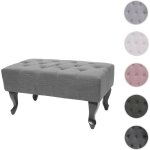Mendler - ottomane chesterfield, tabouret, repose - pieds, tissu hydrofuge, gris 39x77x47cm