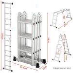 Outigo chelle polyvalente 4x3, 7 en 1, 366 cm, pliante, en aluminium, avec 2 roues, pour usage domestique, ...