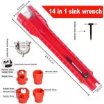 Outil de cl  robinet 14 en 1, cle a tube pour mitigeur, outil plomberie antidrapant, outil d'installation ...