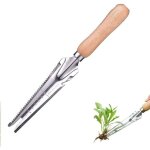 Outil de d�sherbage manuel, d�sherbeur manuel en acier inoxydable, outil de d�sherbage de jardin en bois, ...