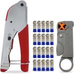 Outil de sertissage pour c�bles coaxiaux rg59 / rg6, kit de r�paration 3 en 1 avec pince � d�nuder r�glable, ...