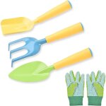 Outillage de jardin pour enfants, truelle r�teau et fourchette gants de jardinage, ensemble de 4 outils ...