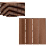 Lot de 11 dalles de jardin piscine 30 x 30 x 2, 2 cm - clipsables, antidrapantes - hdpe effet bois