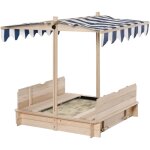 Outsunny - bac  sable carr en bois pour enfant dim. 106l x 106l cm avec bancs et couvercle - auvent ...