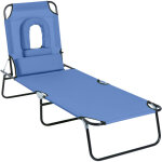 Bain de soleil pliable transat inclinable 4 positions chaise longue de lecture 3 coussins fournis bleu ...