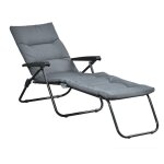 Bain de soleil pliable transat inclinable 6 positions grand confort avec matelas + accoudoirs acier polyester ...